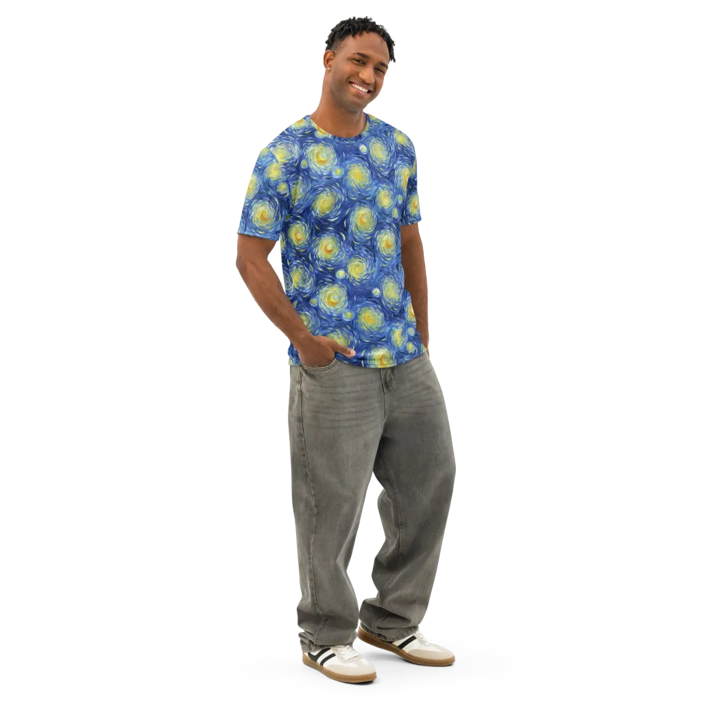 Celestial Whirl on Men's Cotton Crew Neck T-Shirt — Right Front
