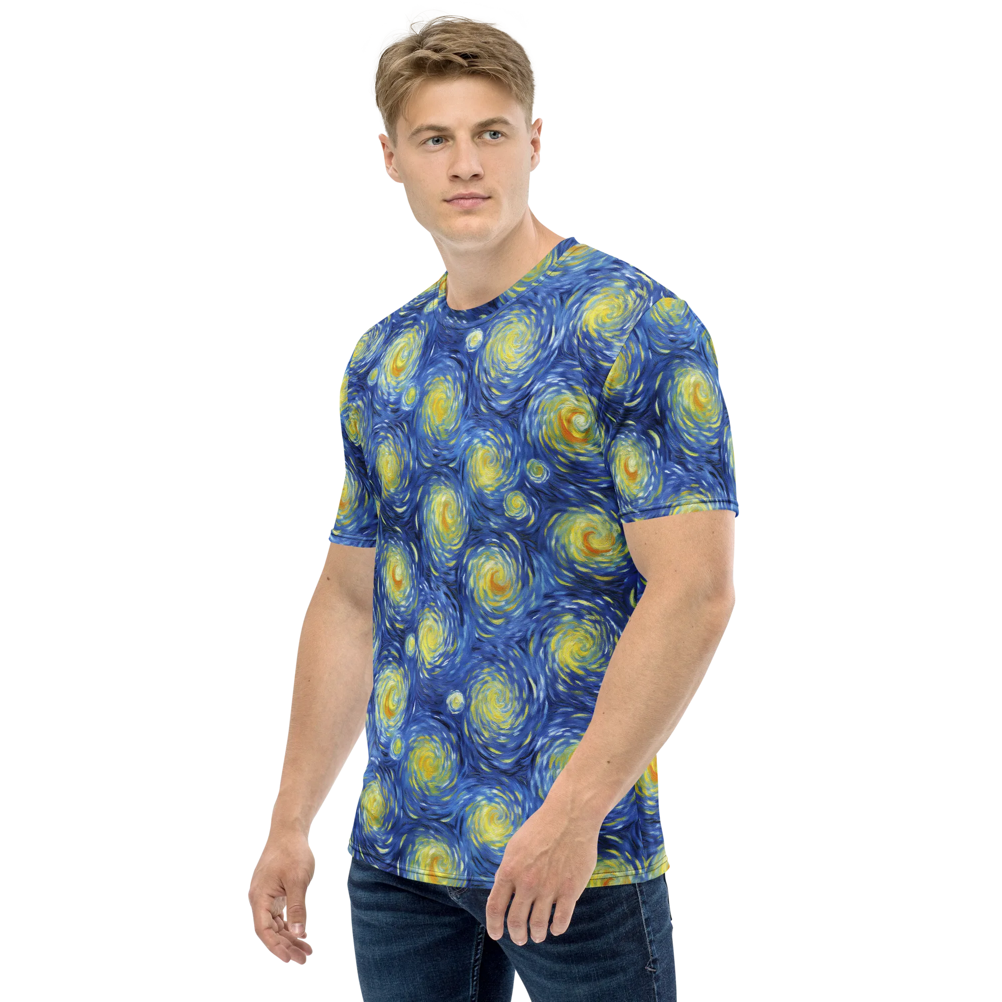 Celestial Whirl on Men's Crew Neck T-Shirt — Left sleeve