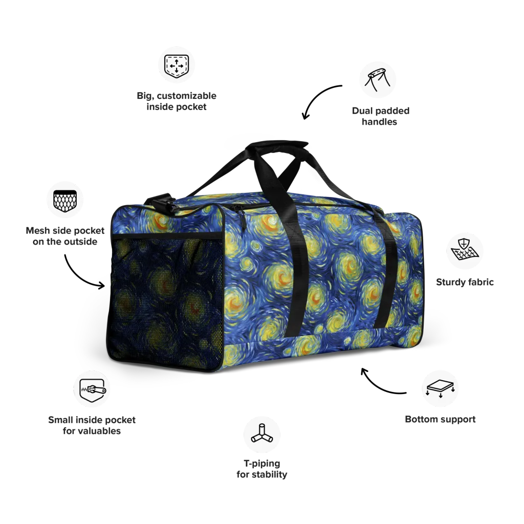Celestial Whirl on Duffle Bag — Front print