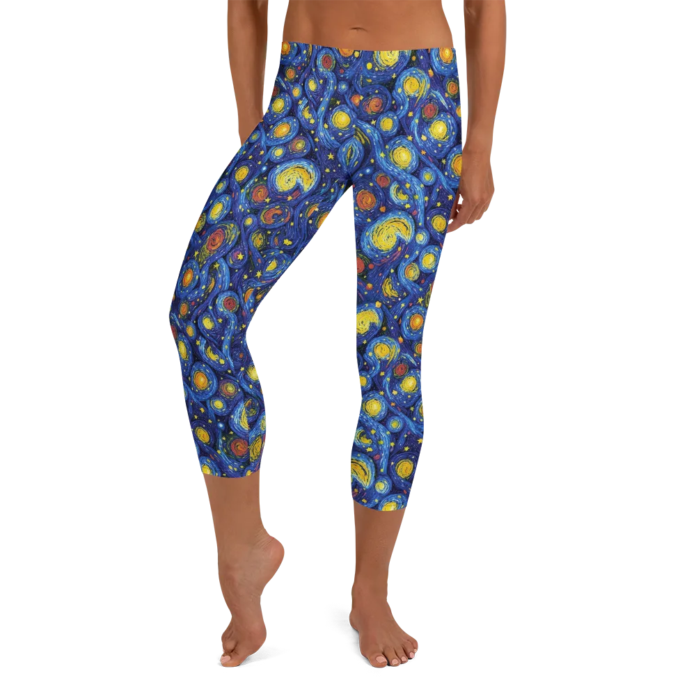 Cosmic Whirl on Capri Leggings — Front