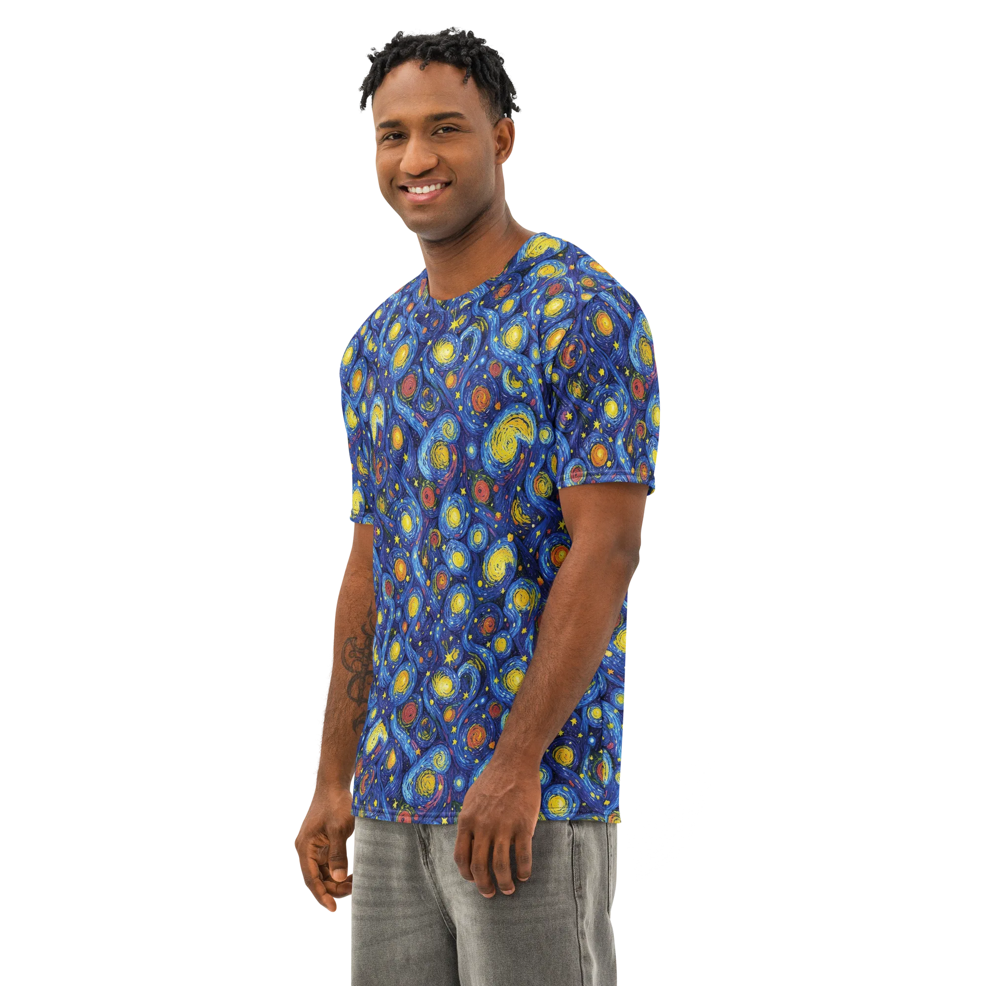 Cosmic Whirl on Men's Cotton Crew Neck T-Shirt — Left Front