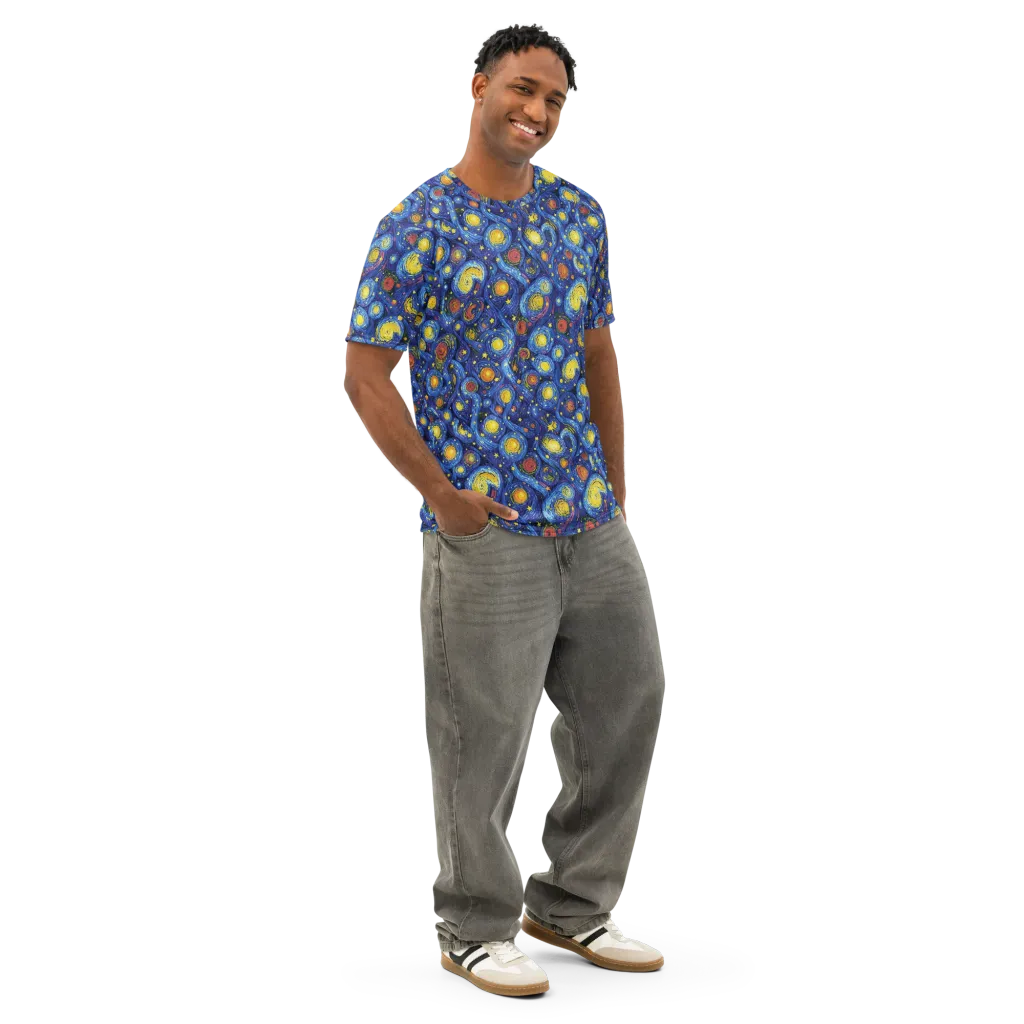 Cosmic Whirl on Men's Cotton Crew Neck T-Shirt — Right Front