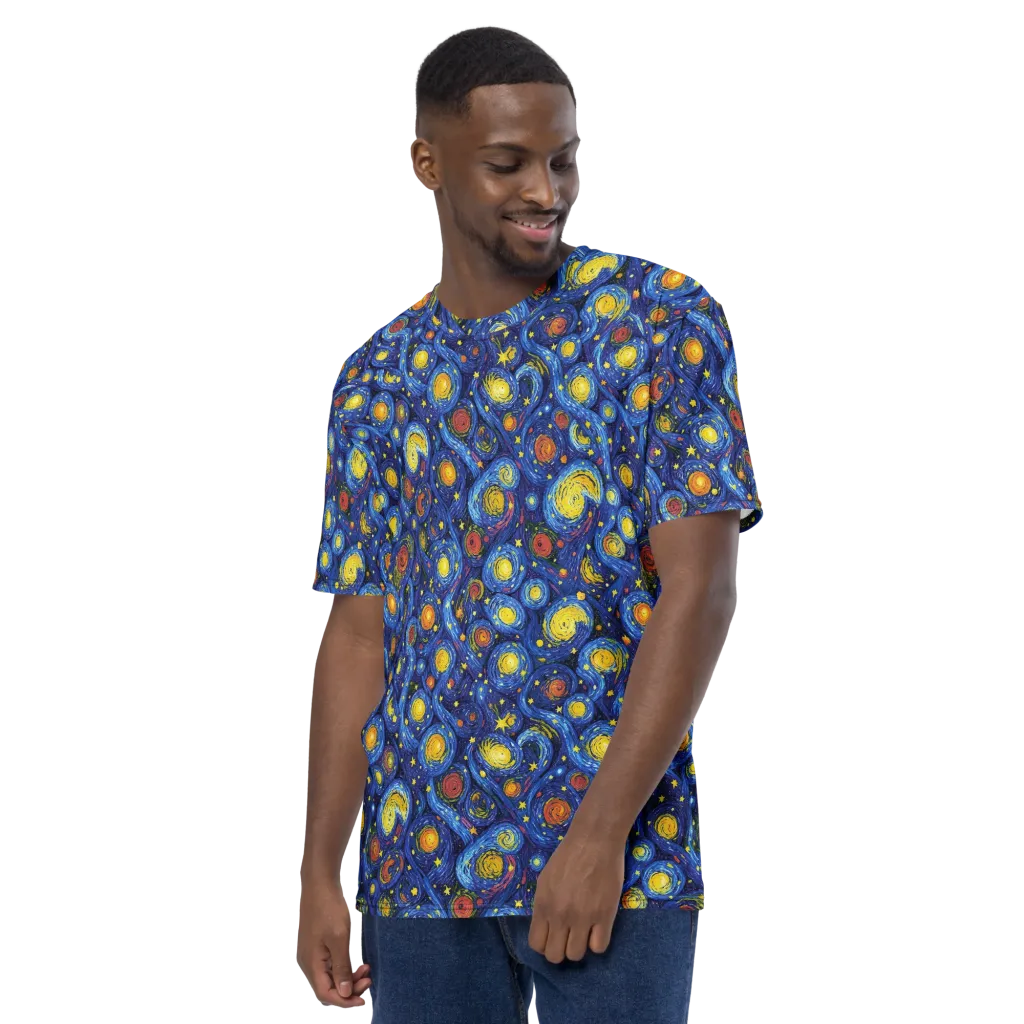 Cosmic Whirl on Men's Crew Neck T-Shirt — Left sleeve