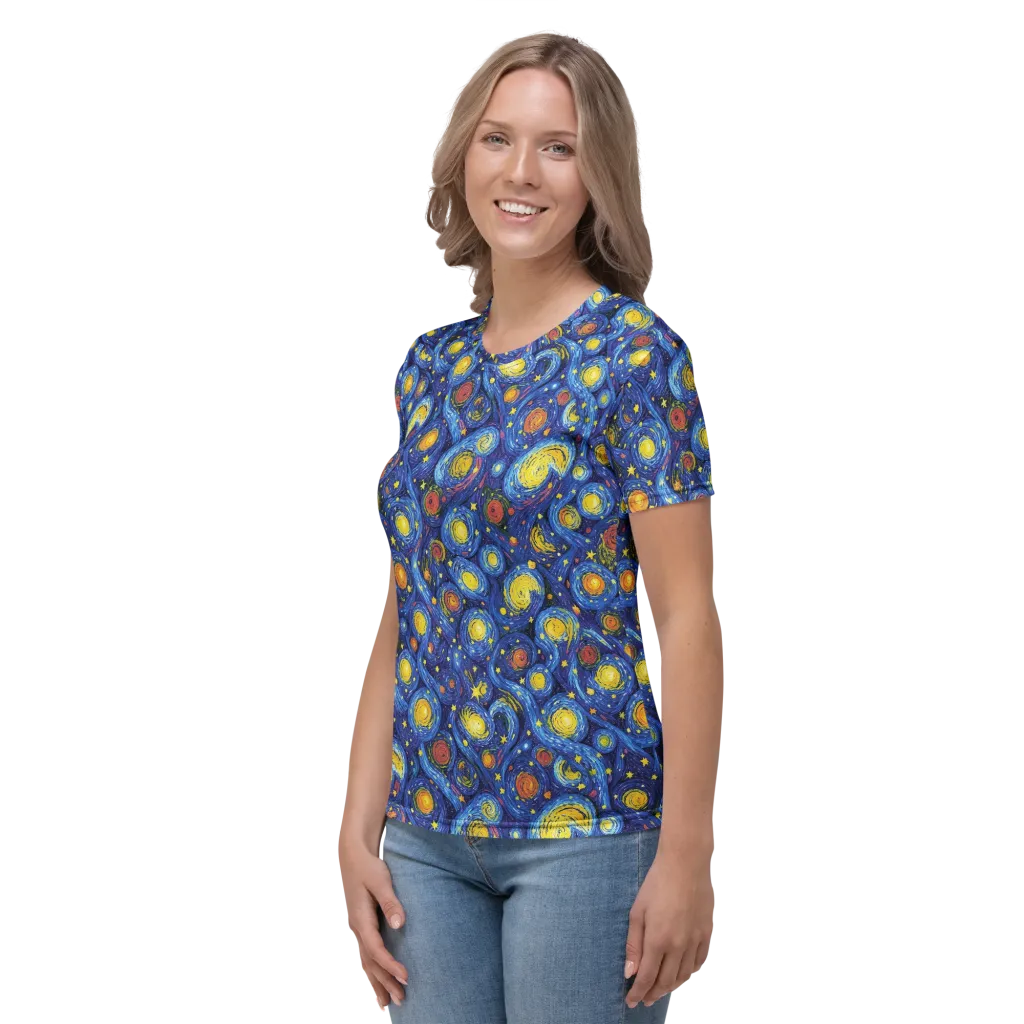 Cosmic Whirl on Women's Crew Neck T-Shirt — Left sleeve