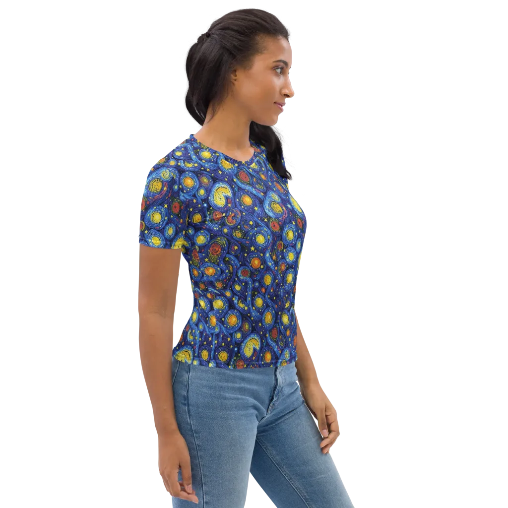 Cosmic Whirl on Women's Crew Neck T-Shirt — Right sleeve