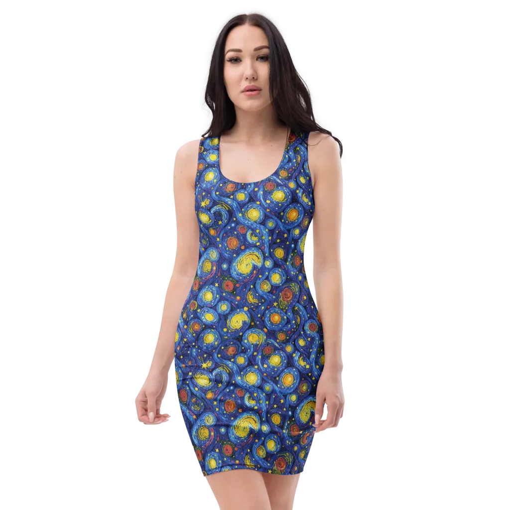 Cosmic Whirl on Bodycon Dress — Front