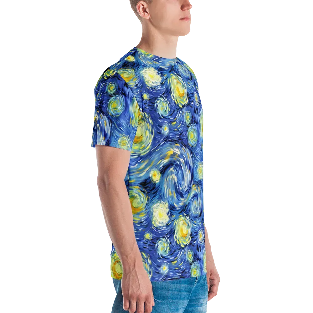 Cobalt Orbit on Men's Crew Neck T-Shirt — Right