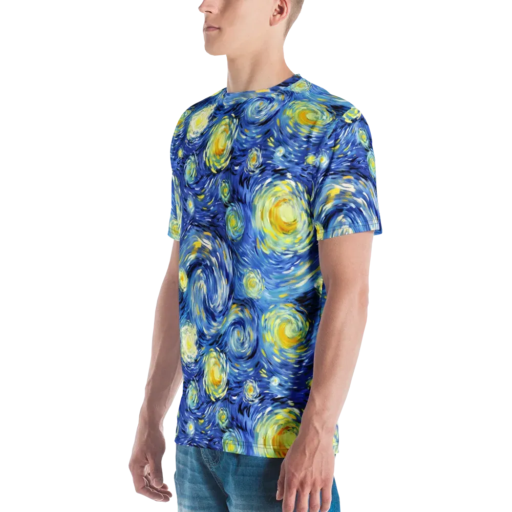 Cobalt Orbit on Men's Crew Neck T-Shirt — Left