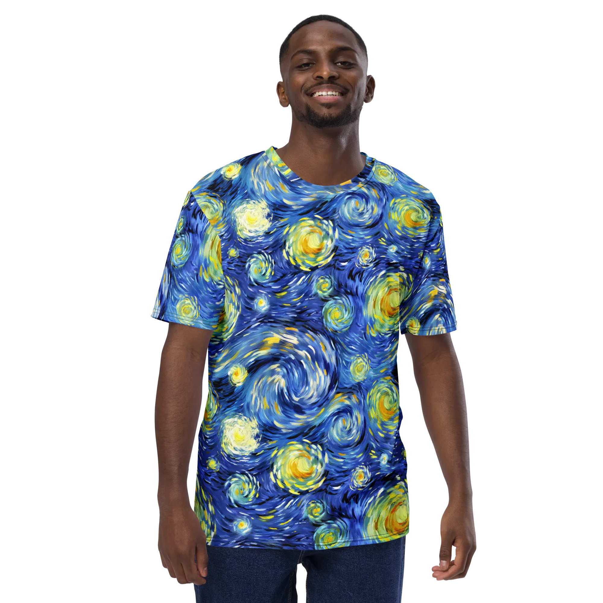 Cobalt Orbit on Men's Crew Neck T-Shirt — Front print