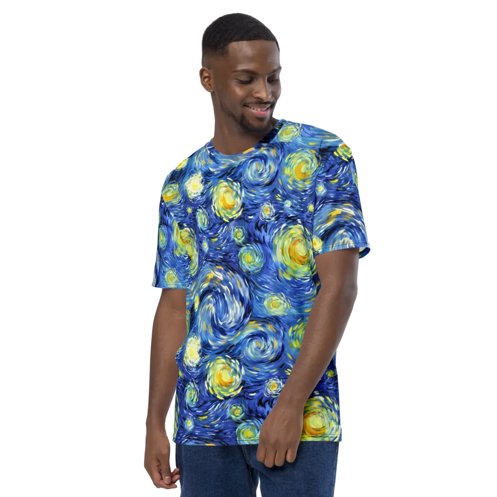 Cobalt Orbit on Men's Crew Neck T-Shirt — Left sleeve