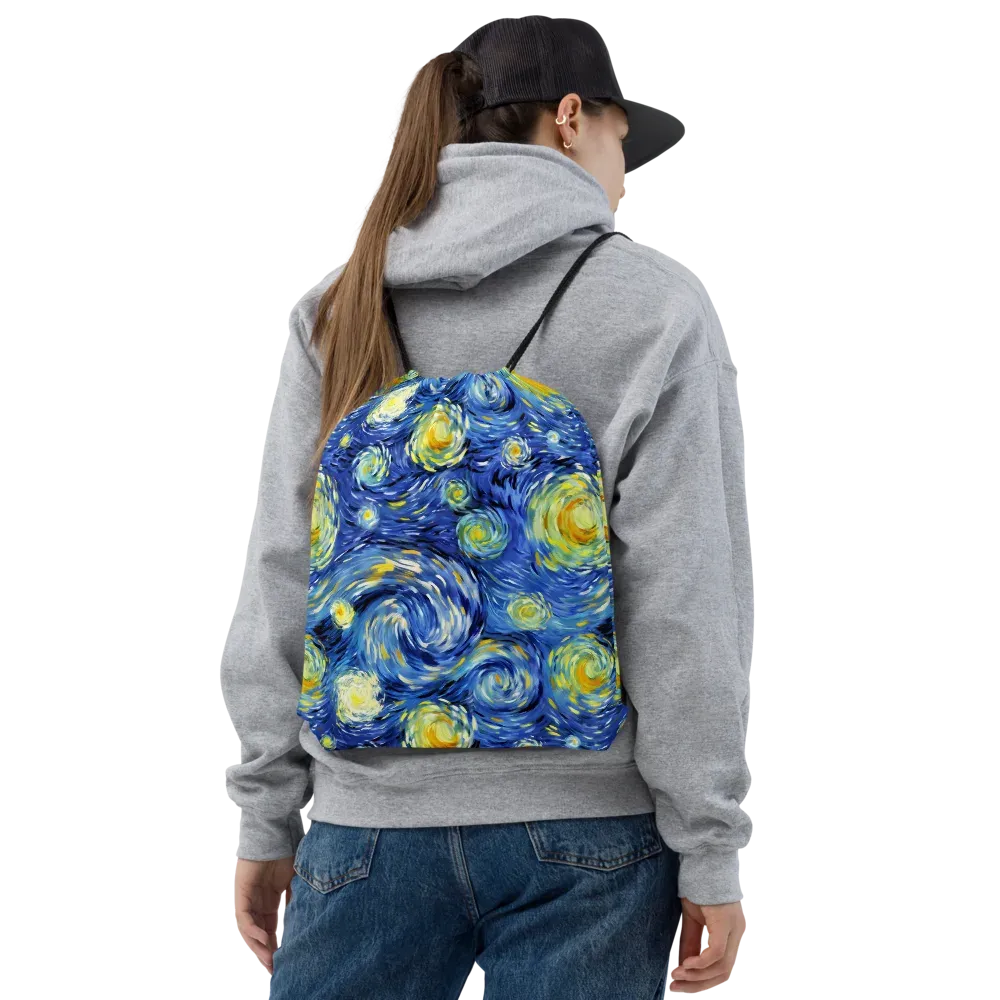 Cobalt Orbit on Drawstring Bag — Front