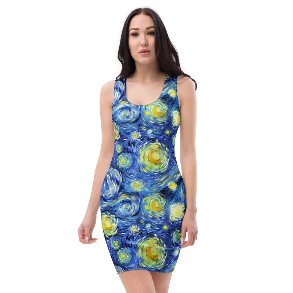 Cobalt Orbit on Bodycon Dress — Front