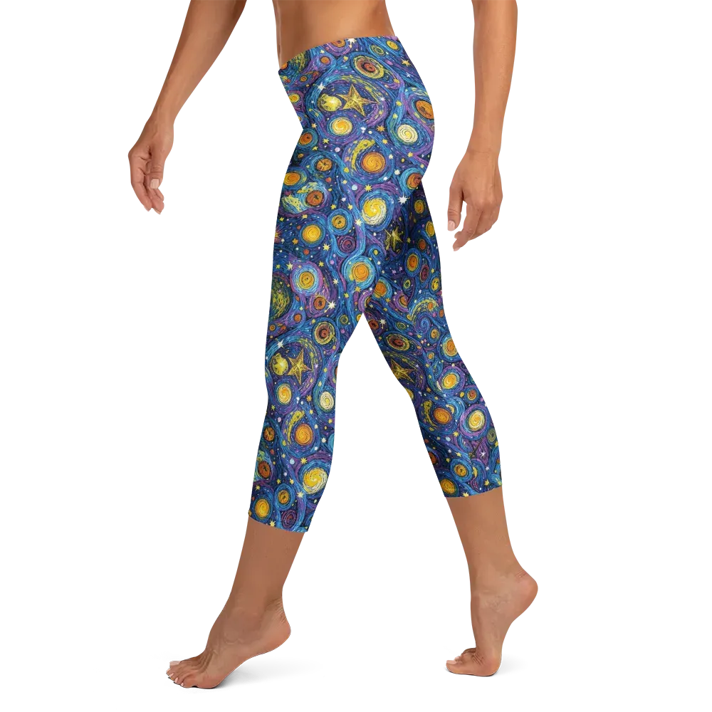 Starry Orbit on Capri Leggings — Left
