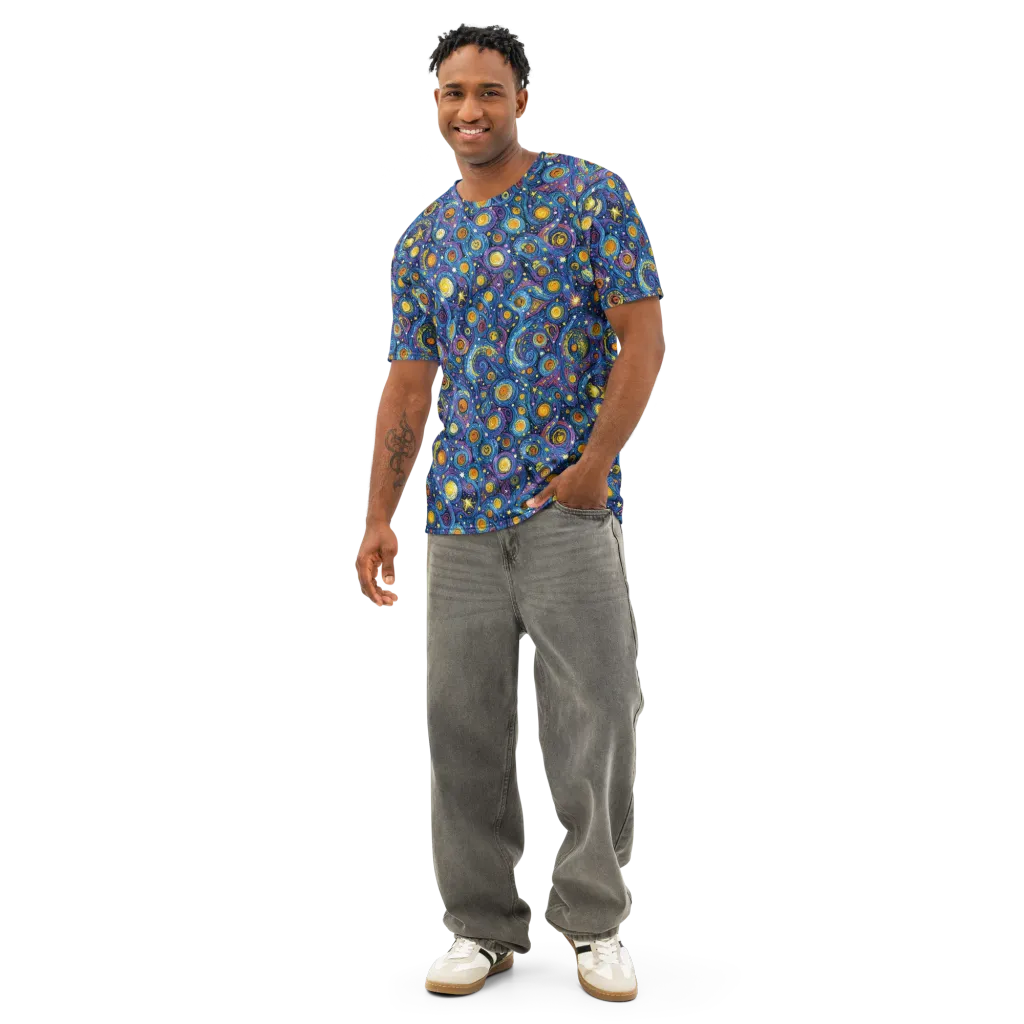 Starry Orbit on Men's Cotton Crew Neck T-Shirt — Front