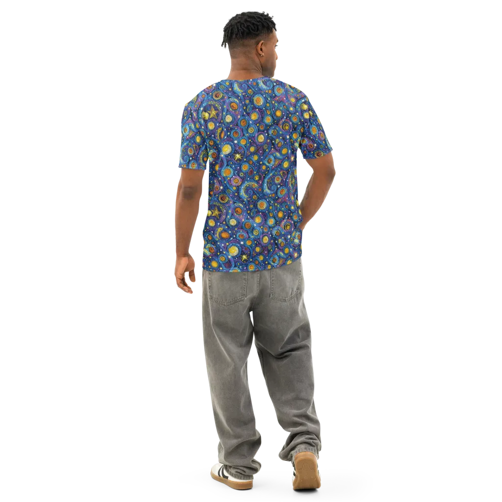 Starry Orbit on Men's Cotton Crew Neck T-Shirt — Back