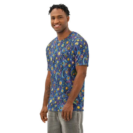 Starry Orbit on a Men's Cotton Crew Neck T-Shirt