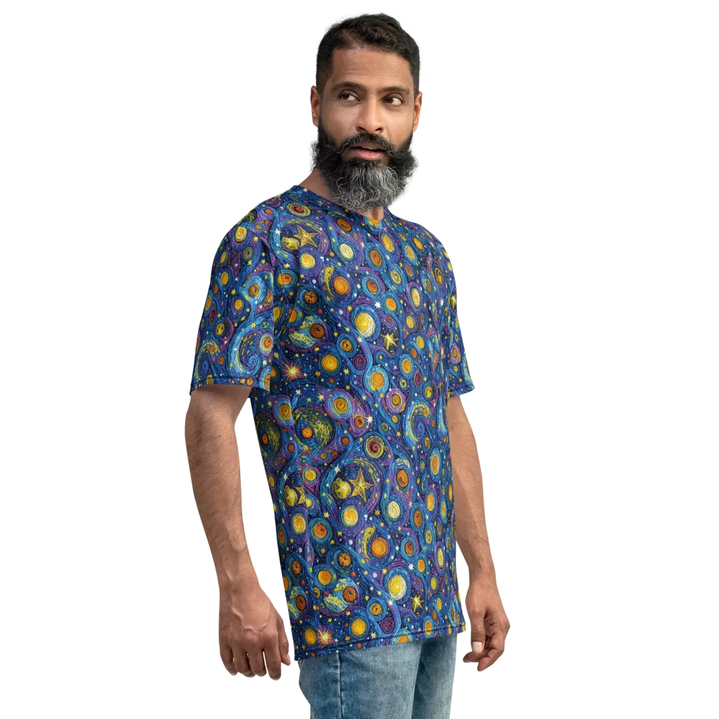 Starry Orbit on Men's Crew Neck T-Shirt — Right sleeve