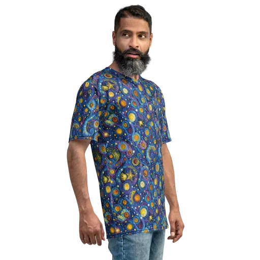 Starry Orbit on a Men's Crew Neck T-Shirt