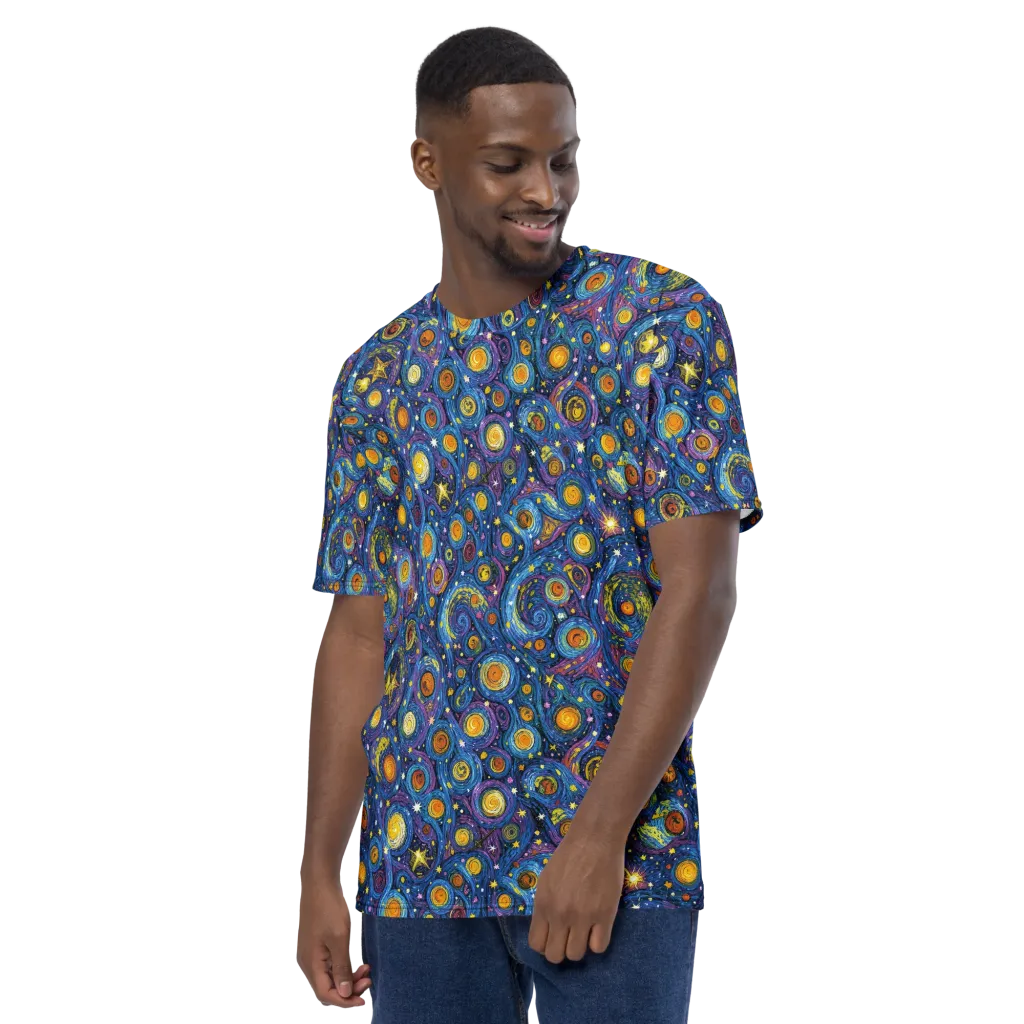Starry Orbit on Men's Crew Neck T-Shirt — Left sleeve