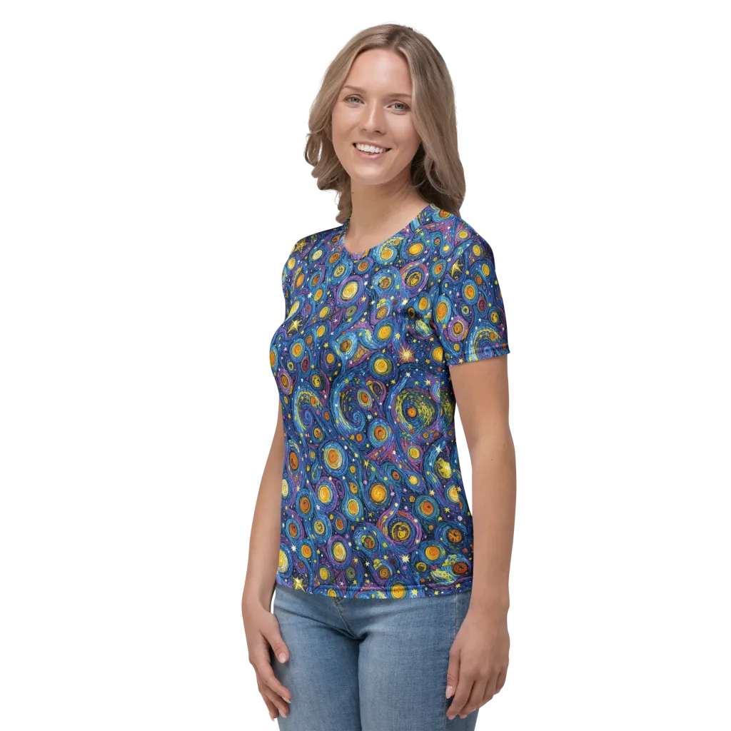 Starry Orbit on Women's Crew Neck T-Shirt — Left sleeve