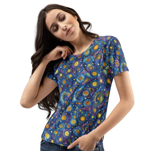 Starry Orbit on a Women's Crew Neck T-Shirt