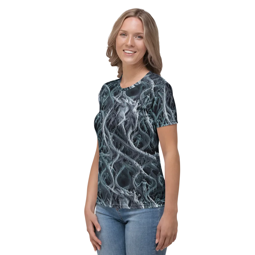 Thornbound Night on Women's Crew Neck T-Shirt — Left sleeve