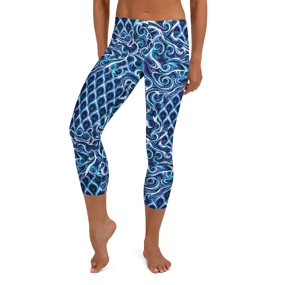 Midnight Whirlpool on Capri Leggings — Front