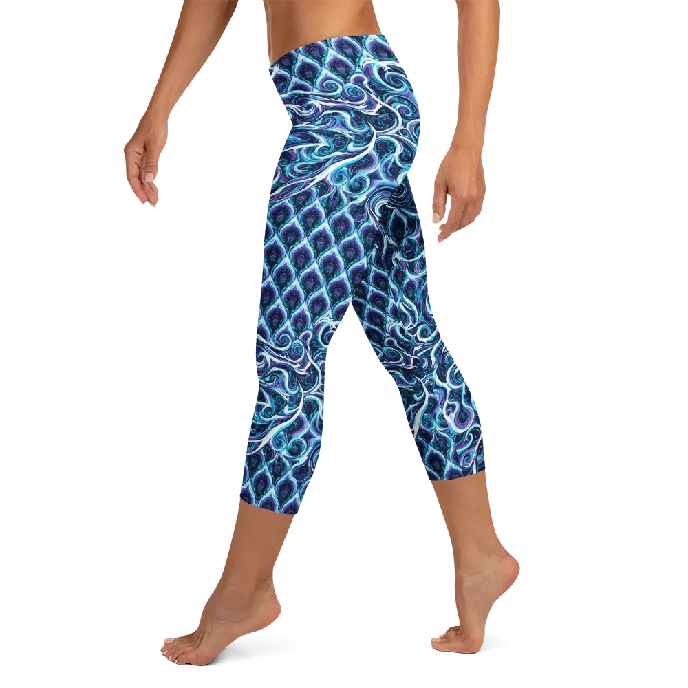 Midnight Whirlpool on Capri Leggings — Left