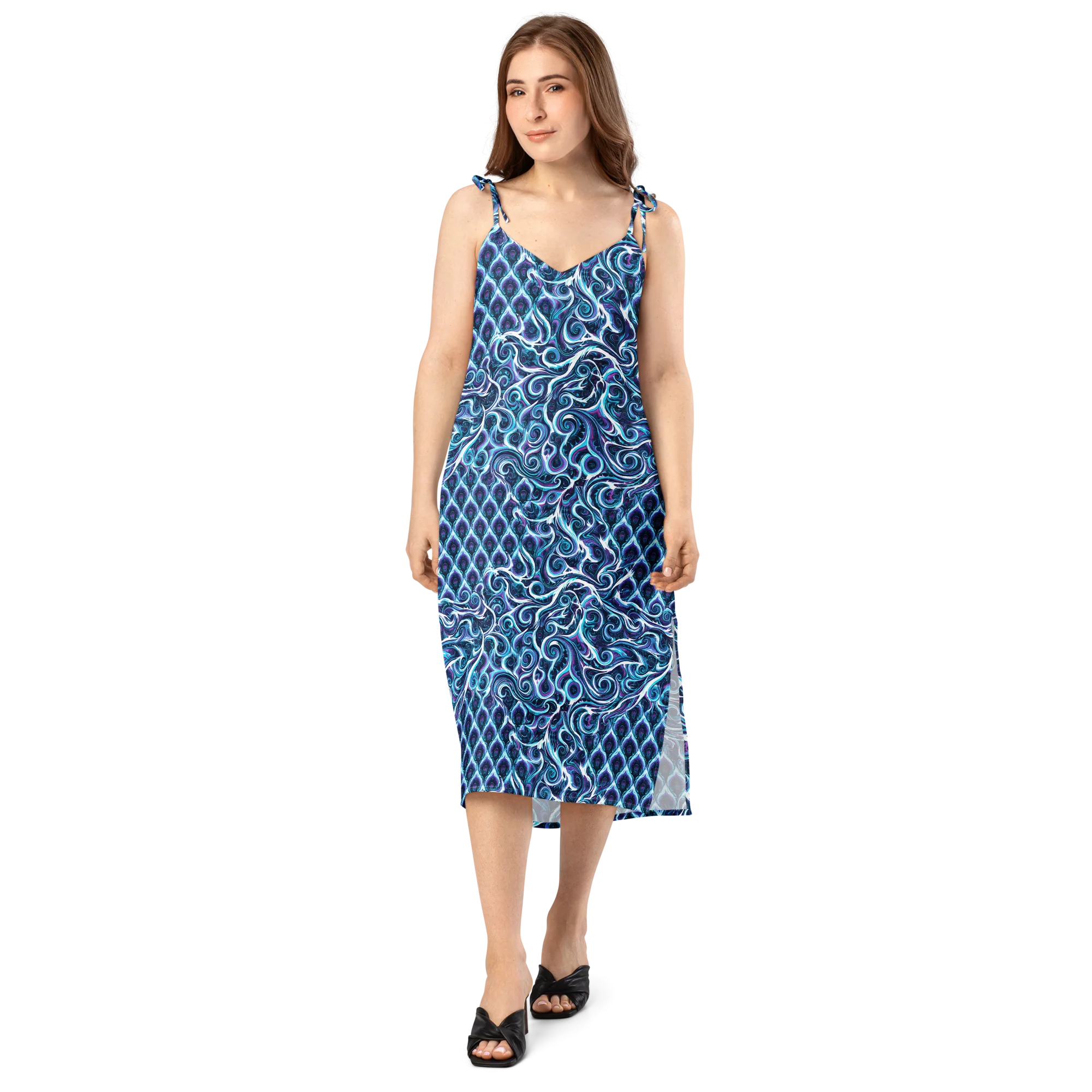 Midnight Whirlpool on Slip Dress — Front