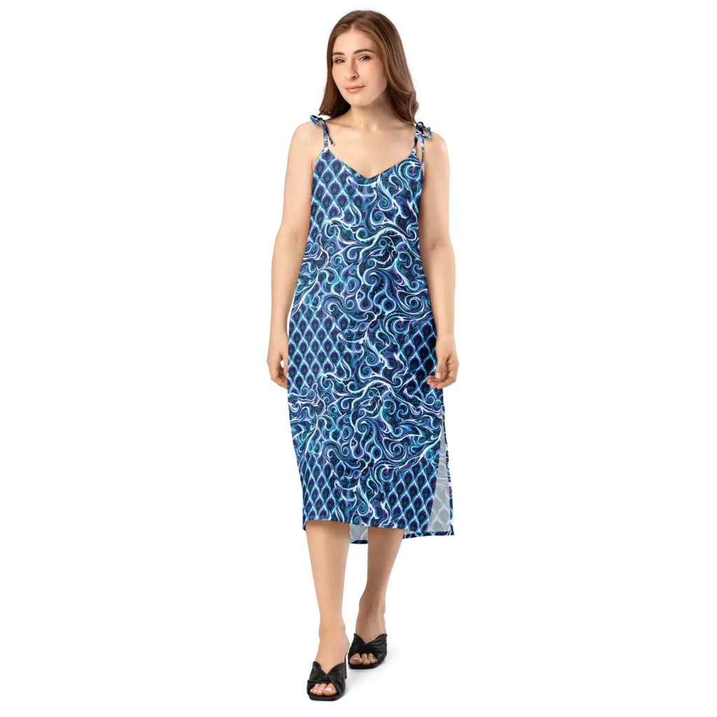 Midnight Whirlpool on Slip Dress — Front