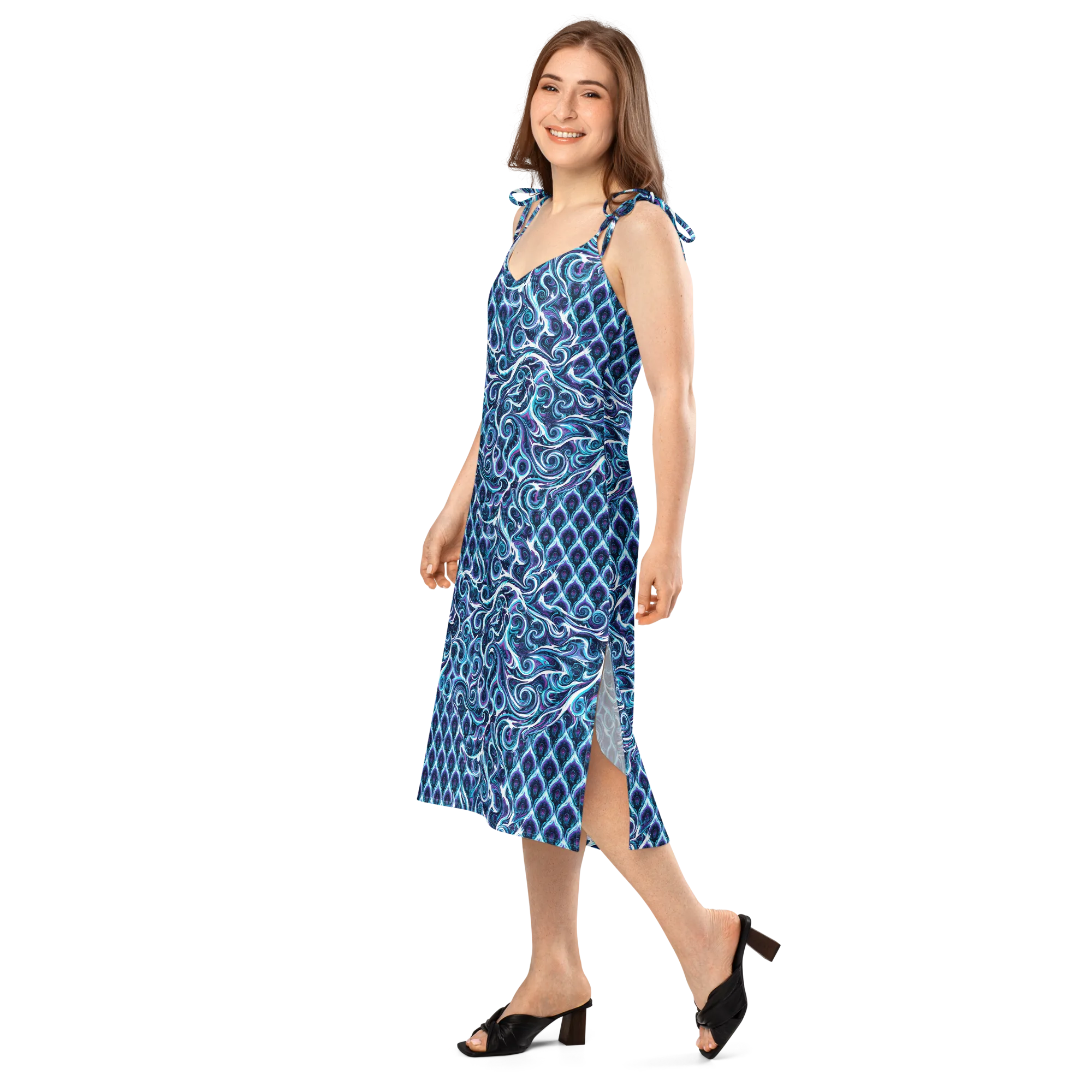 Midnight Whirlpool on Slip Dress — Left Front