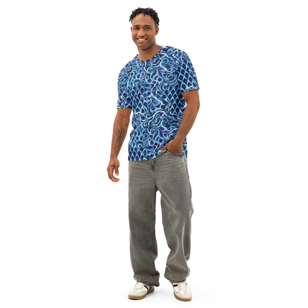 Midnight Whirlpool on Men's Cotton Crew Neck T-Shirt — Front