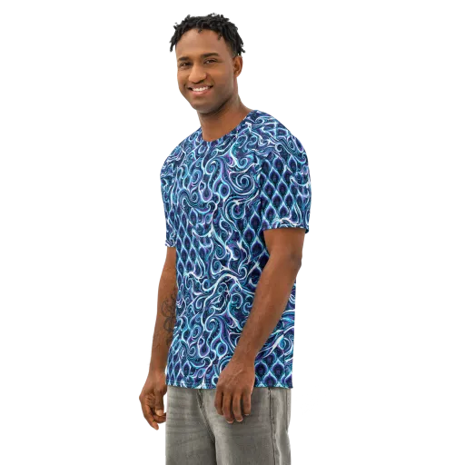 Midnight Whirlpool on a Men's Cotton Crew Neck T-Shirt