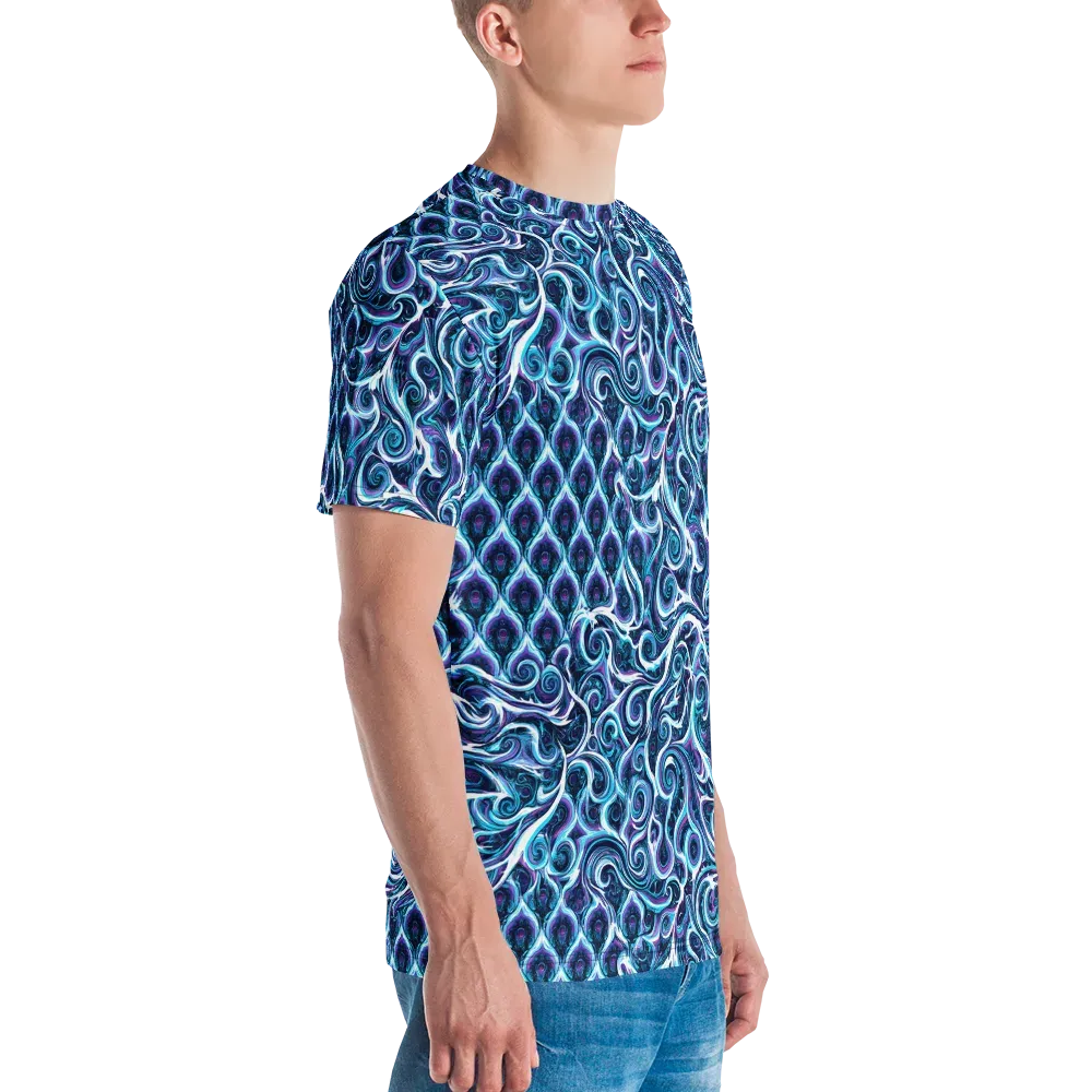 Midnight Whirlpool on Men's Crew Neck T-Shirt — Right