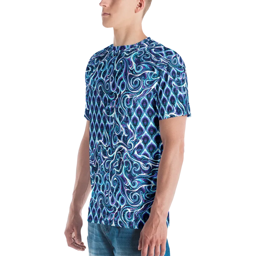 Midnight Whirlpool on Men's Crew Neck T-Shirt — Left