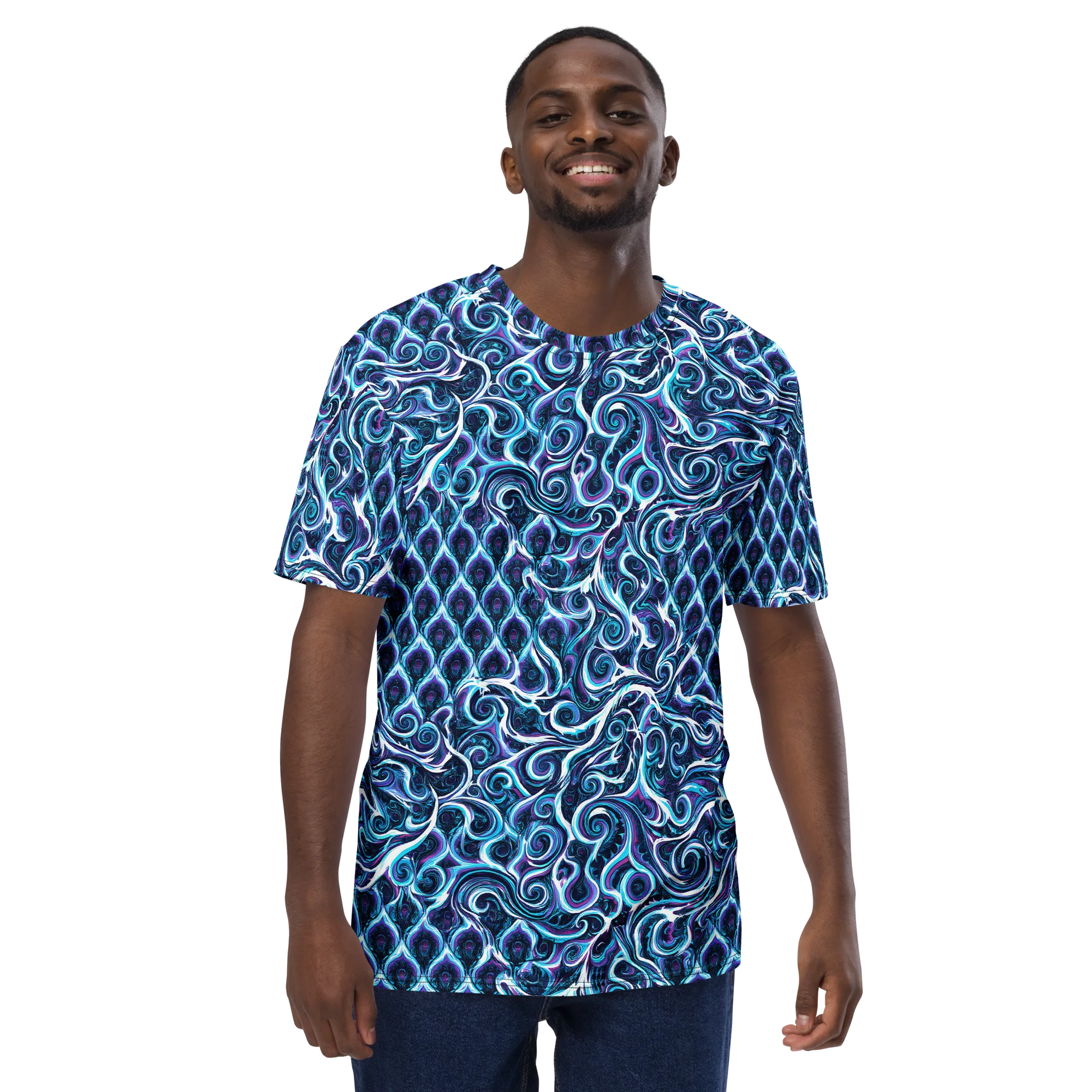 Midnight Whirlpool on Men's Crew Neck T-Shirt — Front print