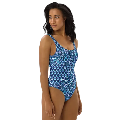 Midnight Whirlpool on a One-Piece Swimsuit