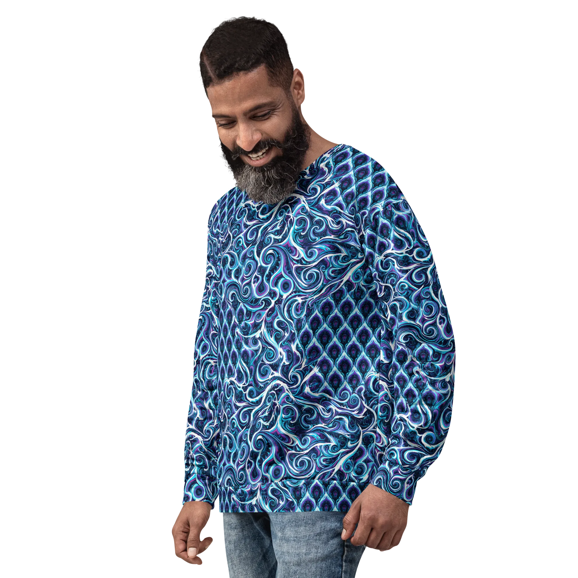 Midnight Whirlpool on Sweatshirt — Left sleeve