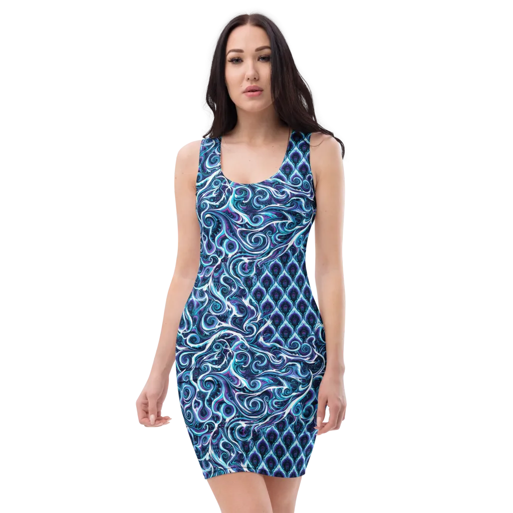 Midnight Whirlpool on Bodycon Dress — Front