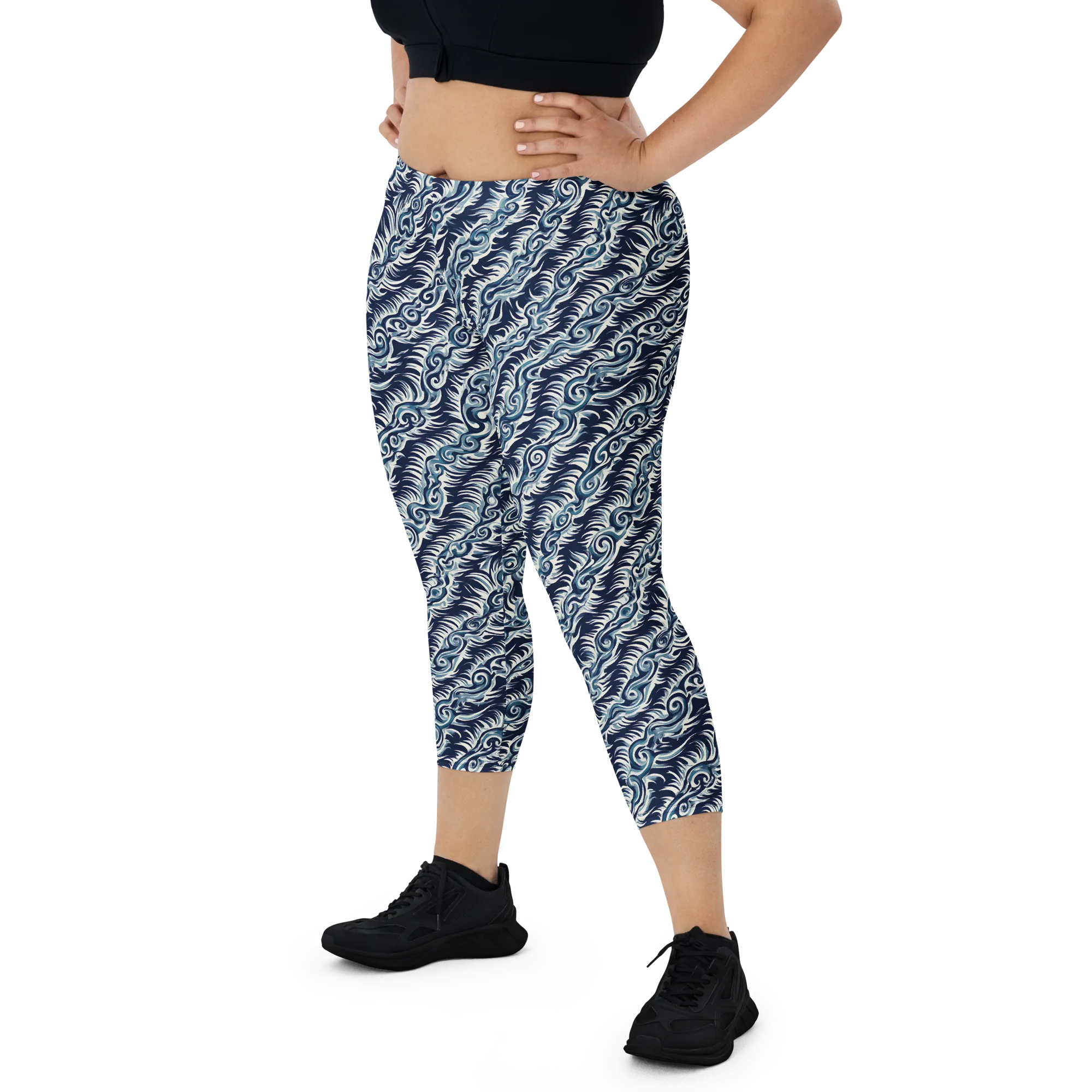 Midnight Tide on Capri Leggings — Print file