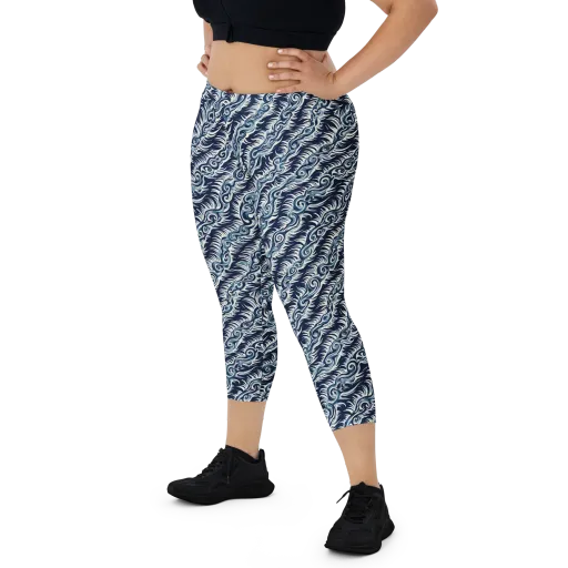 Midnight Tide on a Capri Leggings