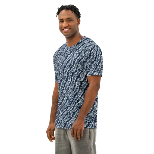 Midnight Tide on a Men's Cotton Crew Neck T-Shirt