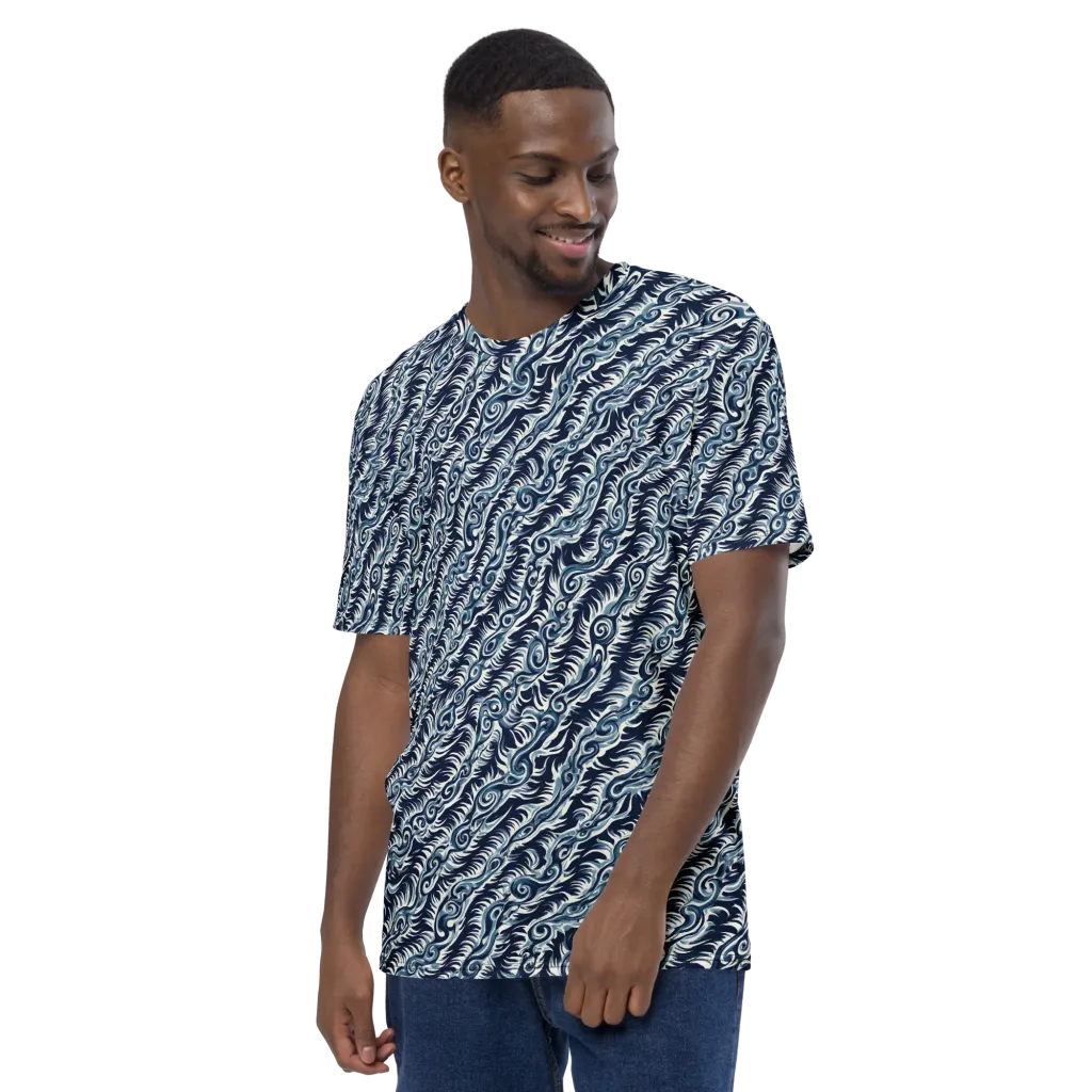 Midnight Tide on Men's Crew Neck T-Shirt — Left sleeve