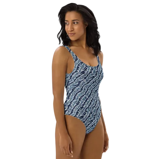 Midnight Tide on a One-Piece Swimsuit