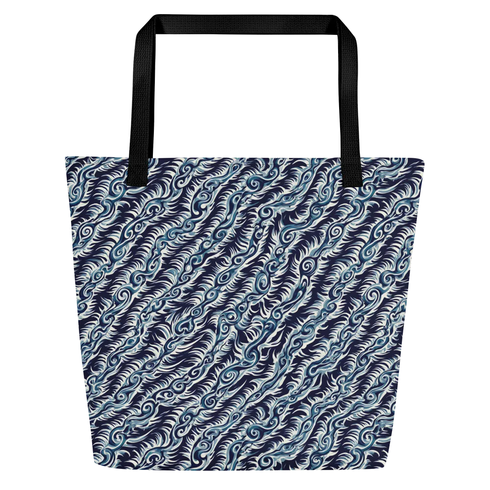 Midnight Tide on Large Tote Bag W/ Pocket — Front