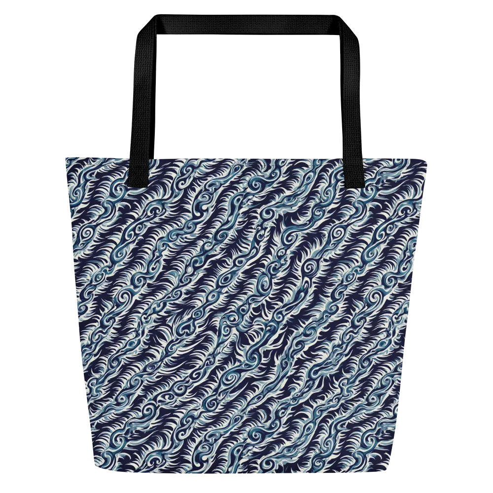 Midnight Tide on Large Tote Bag W/ Pocket — Front