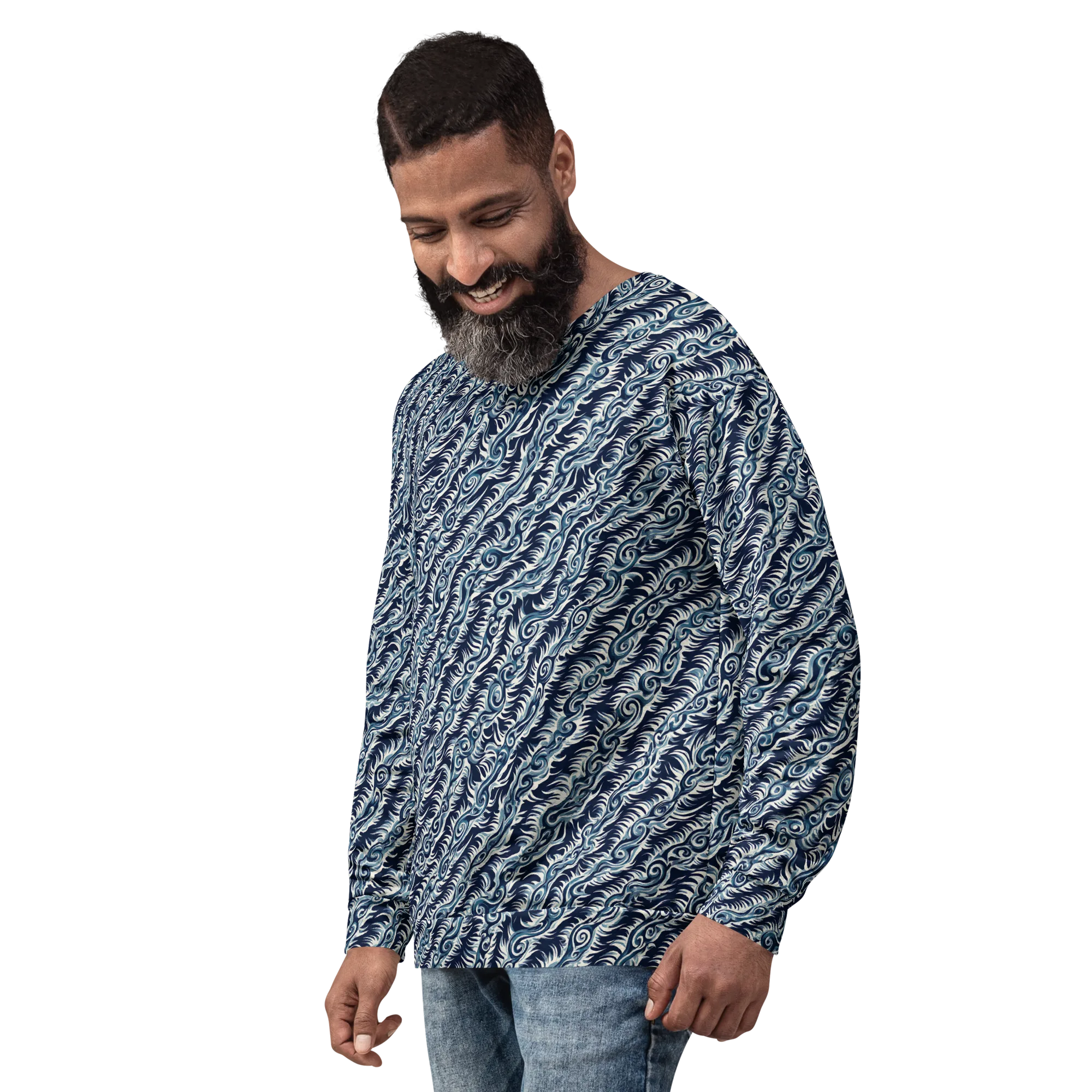 Midnight Tide on Sweatshirt — Left sleeve