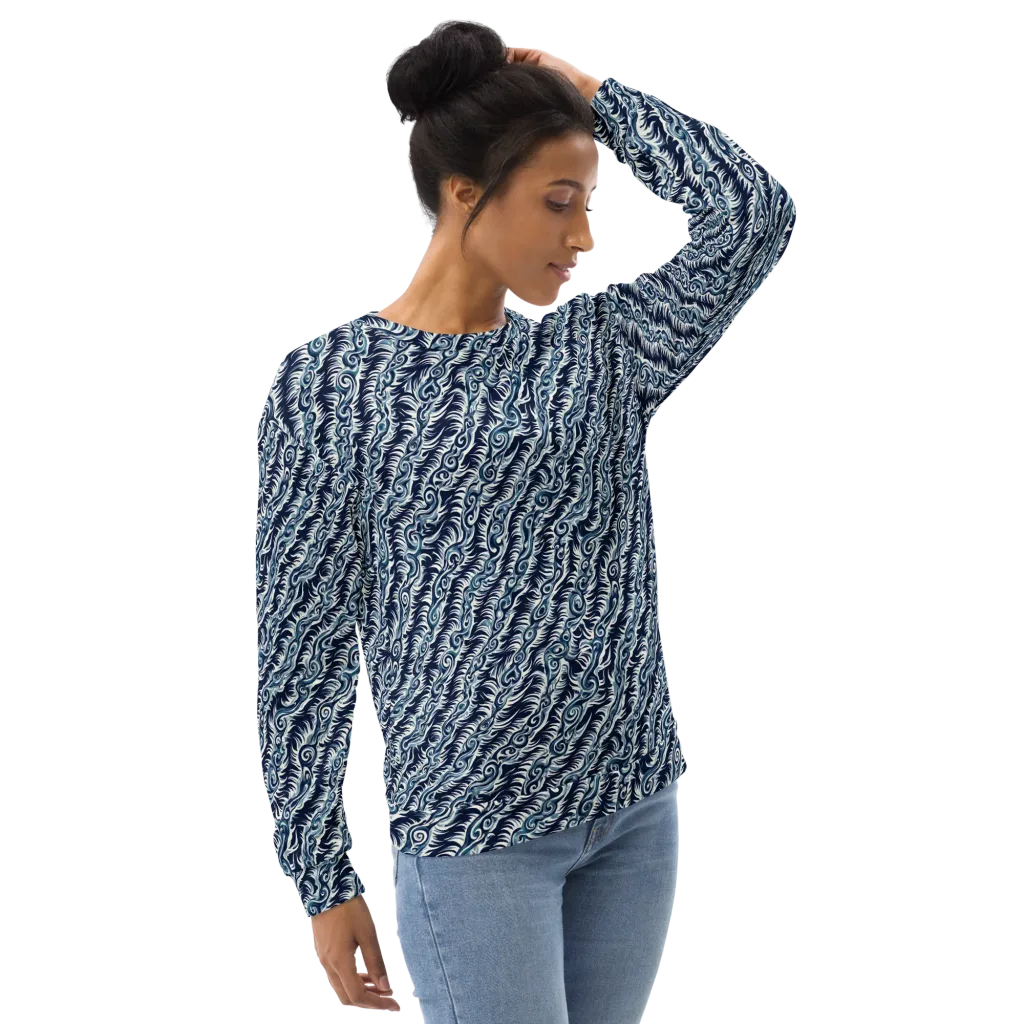 Midnight Tide on Sweatshirt — Right sleeve