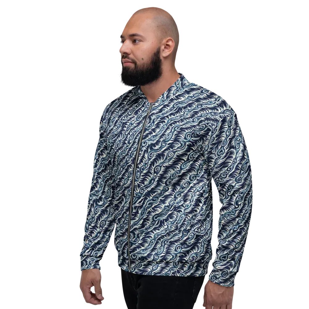 Midnight Tide on Bomber Jacket — Left