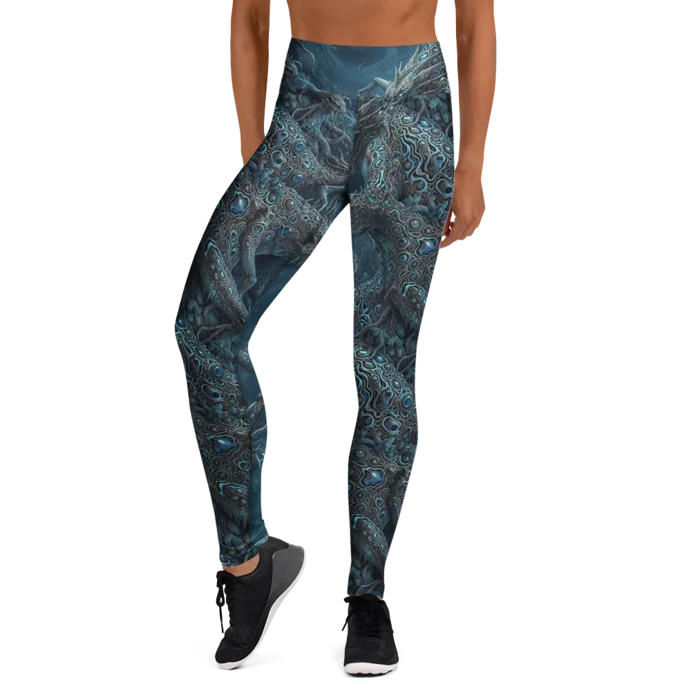 Azure Dragonfall on Yoga Leggings — Front